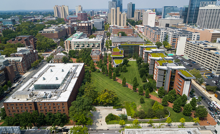 At the center of campus, you’ll find some of the University’s most historic buildings like the Quadrangle as well as its most popular outdoor space, College Green.